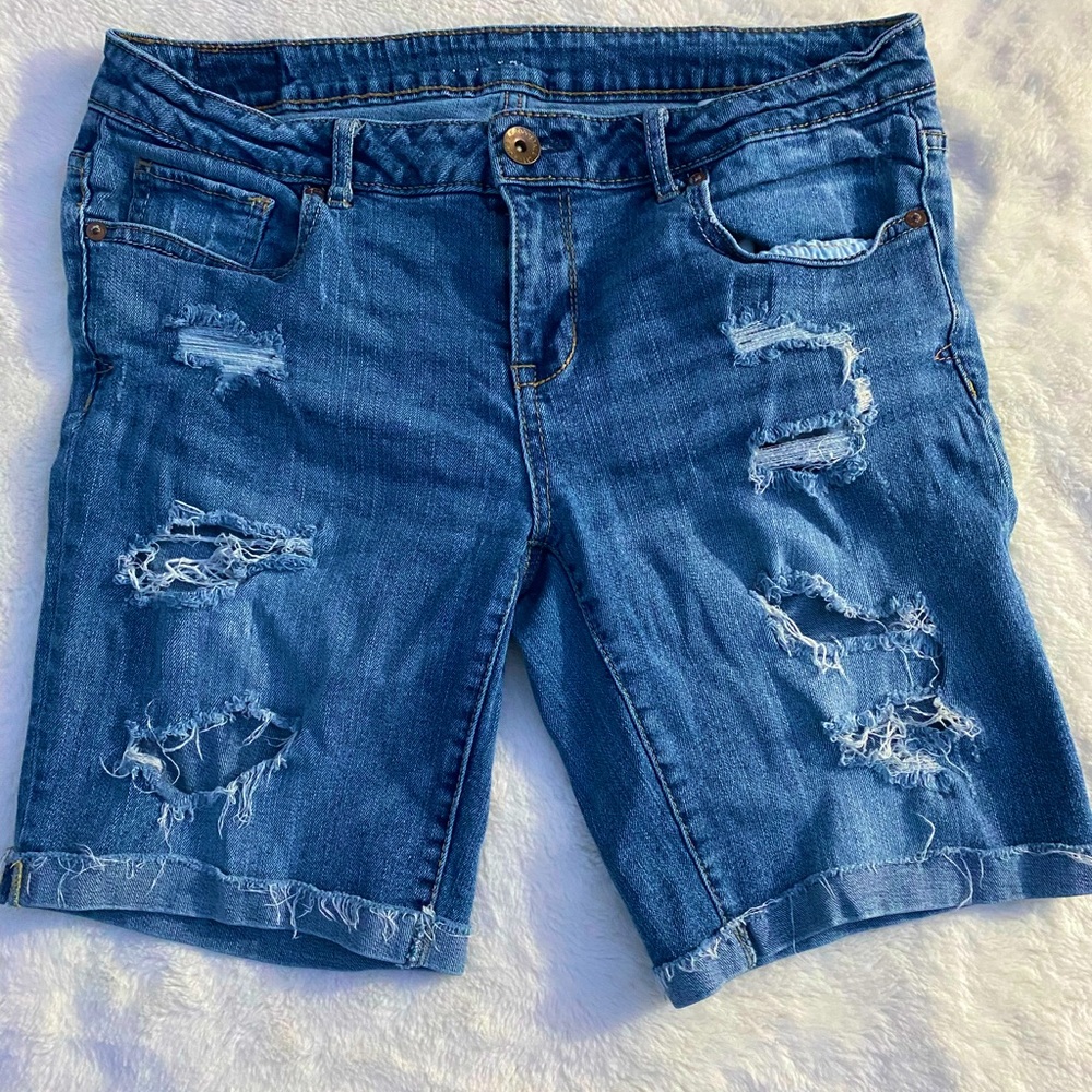 Ripped jean shorts